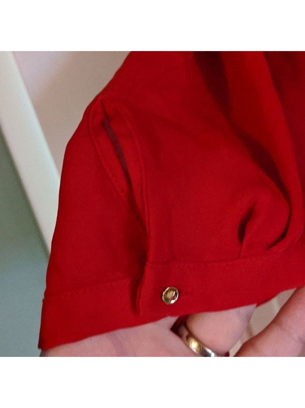 Worthington Red Sheer Top 3/4 Sleeves 1X Holidays Valentine's Day Patriotic - Picture 5 of 8